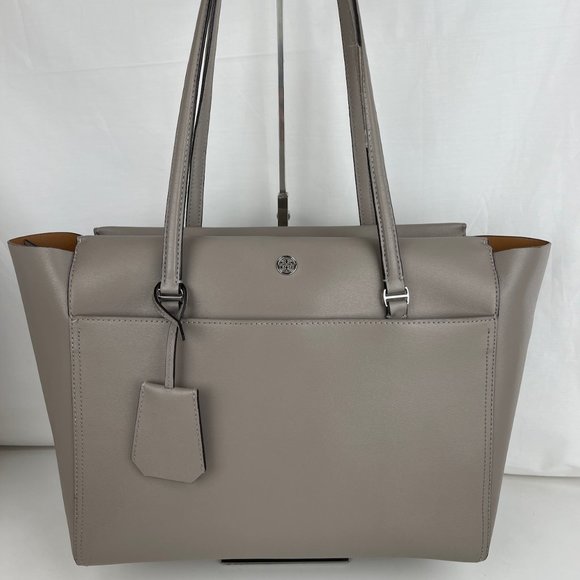 Tory Burch Handbags - Tory Burch Parker Gray Leather Tote 37169